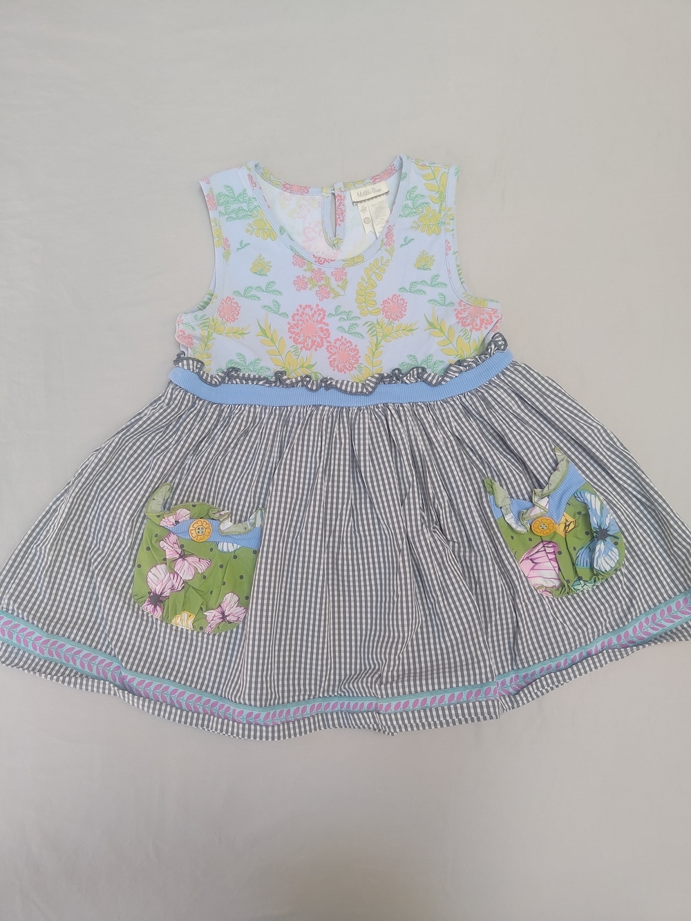 Matilda Jane Girls size 10 Summer Dress/Top Checked Skirt Pockets